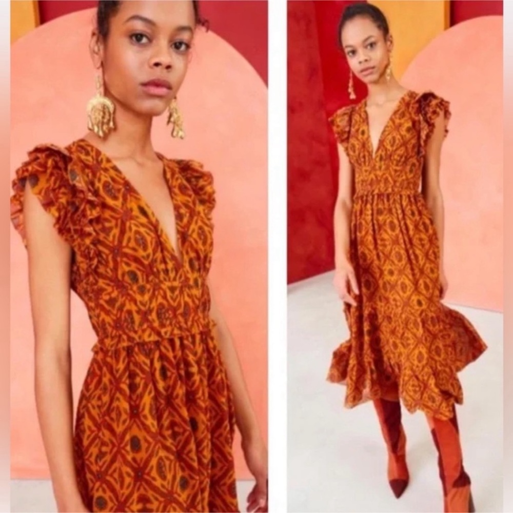 Ulla Johnson Anika Dress in Ochre Sz 6 - Picture 2 of 3
